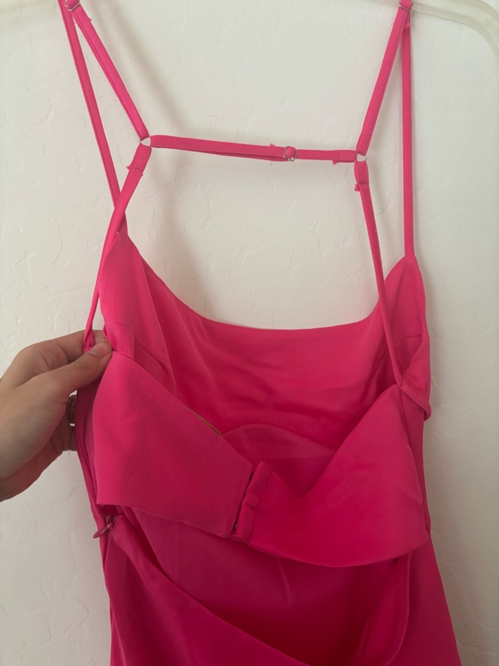 Thirty Thirty XS Hot Pink Satin Maxi Dress Open Back Slip Gown - Picture 4 of 8